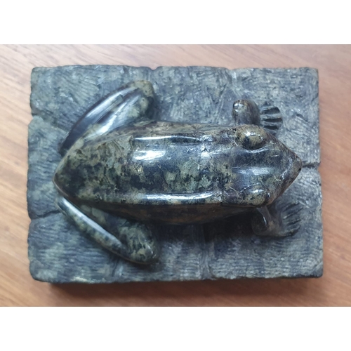 50 - A carved hardstone frog, possibly granite, 3.25