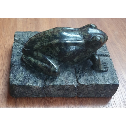 50 - A carved hardstone frog, possibly granite, 3.25