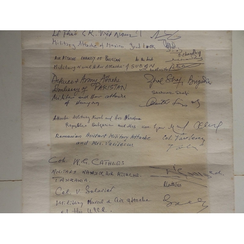 15 - Of Military Attache Corps interest, a signed presentation Chinese watercolour scroll depicting a bui... 