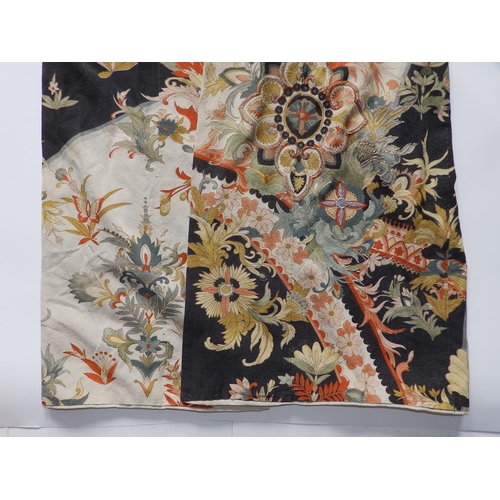 38 - A 1920's kimono decorated coloured flowers on cream, 60