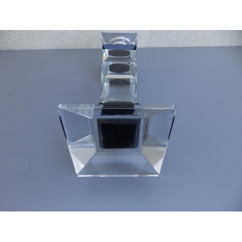 20 - A large Art Deco black & colourless square section candlestick, 12