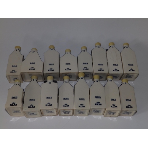 25 - 16 KLM Bols 'Delft' spirit bottles in the form of gabled houses, some with contents, 4.25