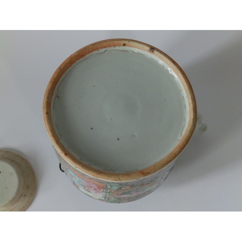 26 - A Cantonese porcelain cylindrical teapot & cover, 5.25