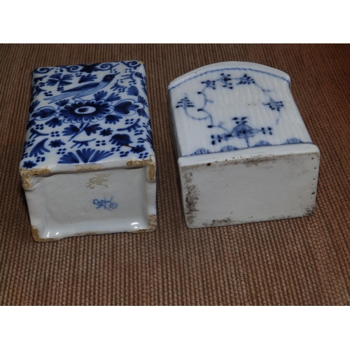 37 - An antique delft blue & white armorial tea caddy, 4.7