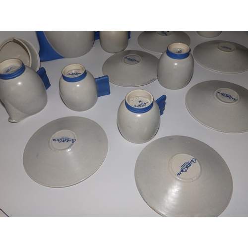 42 - A 15 piece Carlton Ware 'Moderne' blue & white coloured coffee set - 1246, the coffee pot 7.5