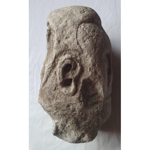 62 - A Celtic/Romano-British carved stone head of a male - reputed to have come from South Wales, 10.5