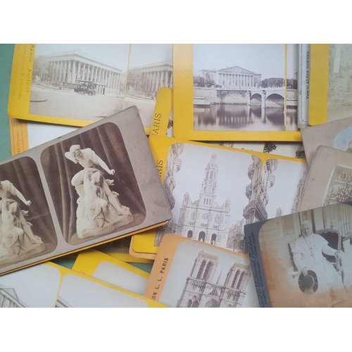 12 - A quantity of various stereoscope cards on varied subjects in associated case.