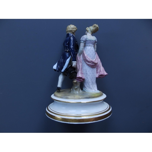 23 - A Meissen porcelain figure group - courting couple, on oval base - R163. 141, 7.5