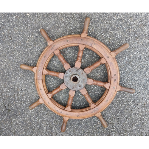 100 - A mahogany ship's wheel - Tyne Metal Co. Ltd., Hexham, Type No.869, 32.5