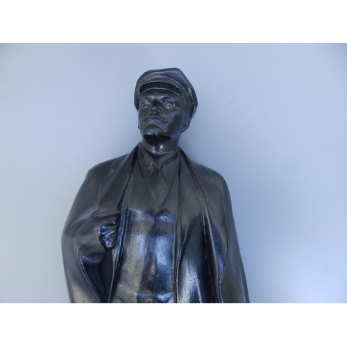 96 - A vintage metal patinated USSR figure of Lenin, 13.75