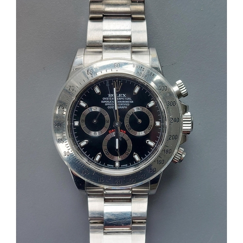 195 - A boxed gent's stainless steel Rolex Cosmograph Daytona Automatic wrist watch Model 116520, the blac... 