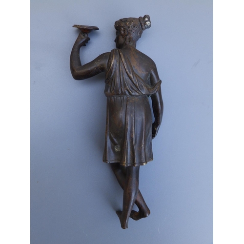 110 - A bronze female figure in classical dress - missing base, 8