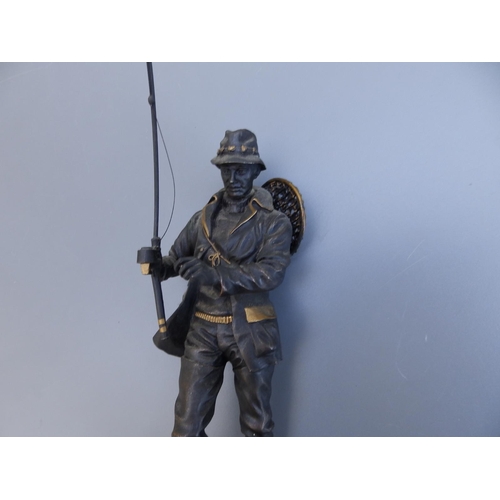 112 - A bronze study of an angler with fishing rod - base missing, 8