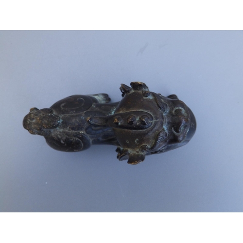 114 - A small Chinese bronze study of a shishi, 4