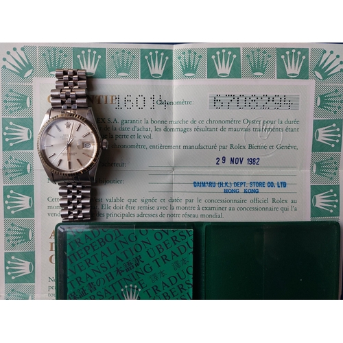 199 - A 1981/82 gent's stainless steel Rolex Oyster Perpetual Datejust Model 16014  with silvered dial, ba... 