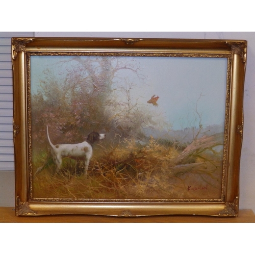 4 - Eugene Kingman - oil on canvas - A pointer flushing, signed, 11.5