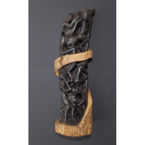 125 - A 20thC  Makonde Tree of Life ebony carving, 15.25