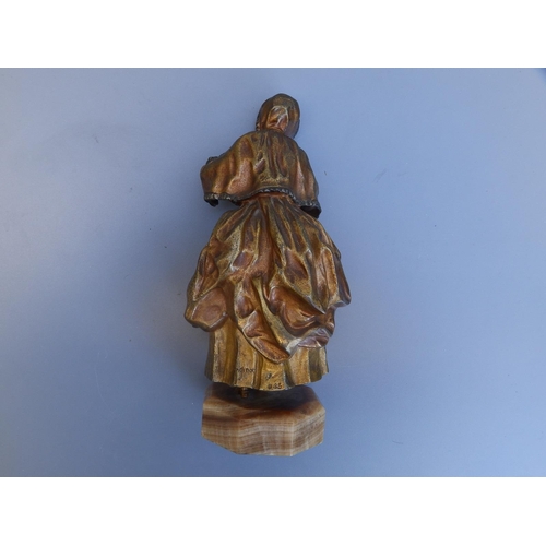 126 - An Art Deco bronze figure of a lady wearing a muff, signed 'Monginot D85', 8