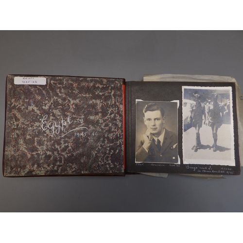 18 - A leather bound photo album depicting military personnel in Egypt - 1945/46 together with two milita... 