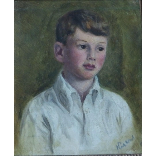 5 - Nansin? - signed oil on canvas - Portrait of a boy, 11.5