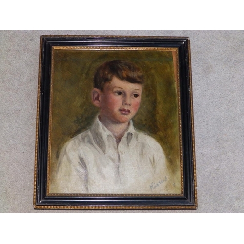 5 - Nansin? - signed oil on canvas - Portrait of a boy, 11.5