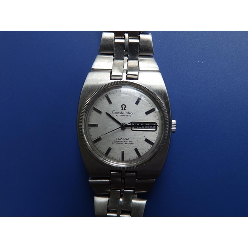 183 - A gent's stainless steel Omega Constellation Automatic Chronometer Day/Date bracelet wrist watch, th... 