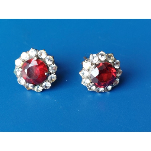 234 - A pair of garnet & white sapphire cluster earrings (2).