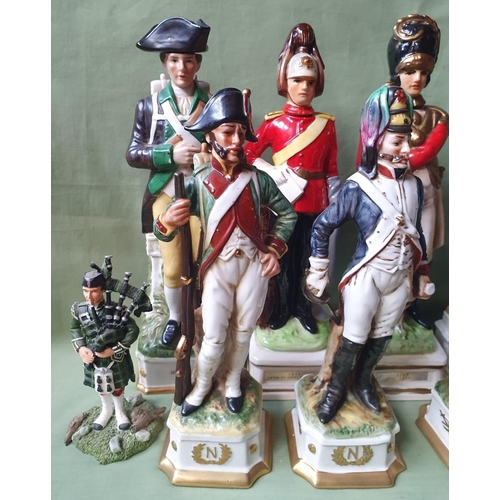 47a - A collection of military porcelain figures - some a/f.