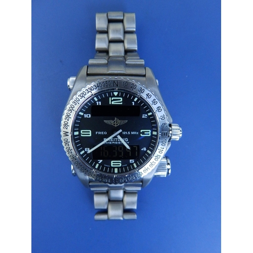 203 - A gent's titanium Breitling Emergency quartz bracelet wrist watch E56121.1, in fitted plastic carry ... 