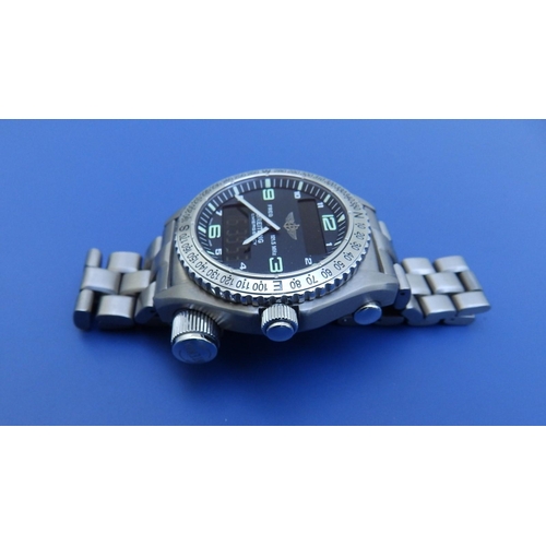 203 - A gent's titanium Breitling Emergency quartz bracelet wrist watch E56121.1, in fitted plastic carry ... 