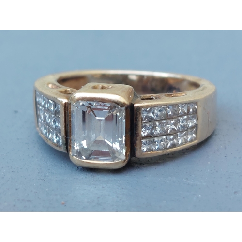 299 - A certified emerald cut diamond ring, the collet set stone weighing 1.5 carat, Colour I, Clarity VVS... 