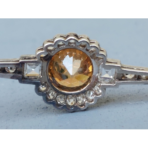 304 - An old cut fancy brown diamond & colourless diamond brooch, the central brown diamond weighing appro... 