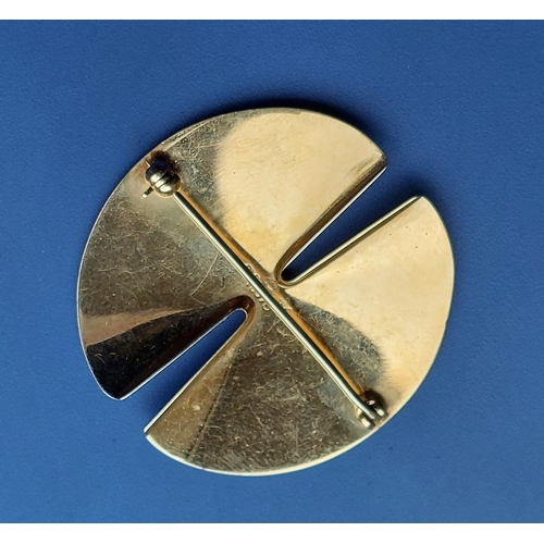 308 - Nanna Ditzel for Georg Jensen; a boxed 18ct gold disc brooch in pattern 1337B,  40mm diameter.