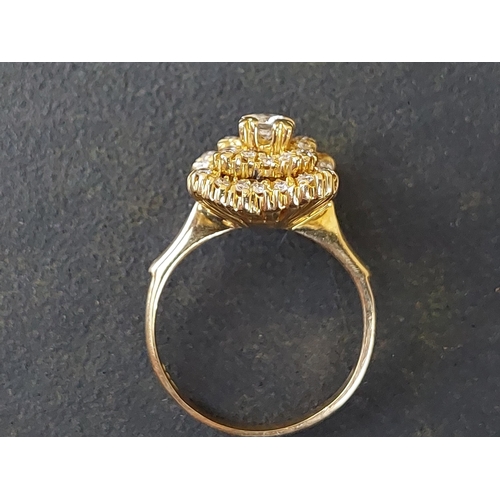 246 - A modern diamond cluster ring of shaped square form on 18ct gold shank.  Finger size M/N.