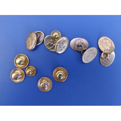 285 - A pair of 10ct cufflinks, a pair of 9ct cufflinks and six studs. (10)