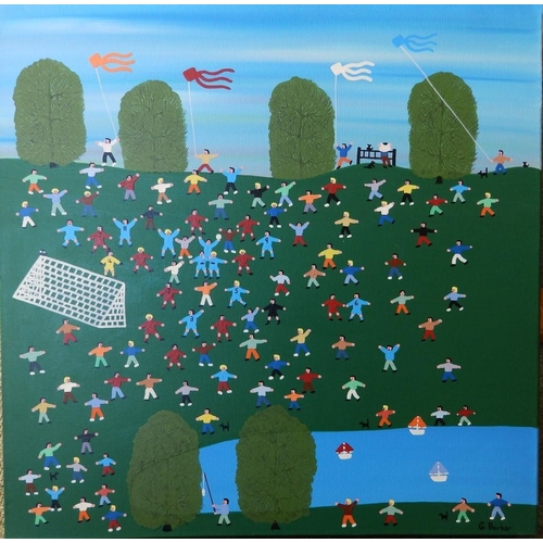 2 - Gordon Barker (born 1960) - two acrylics on canvas - 'The Winning Team' and 'Santa at the Seaside', ... 