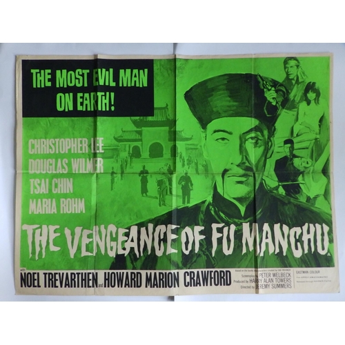 20 - A folded film poster - 'The Vengeance of Fu Manchu', green & black lithograph, 30