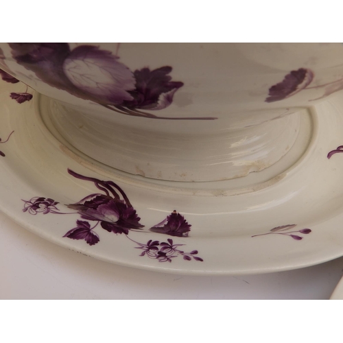 32 - 11 pieces of early 19thC Flight Barr & Barr Worcester porcelain decorated purple roses on white grou... 