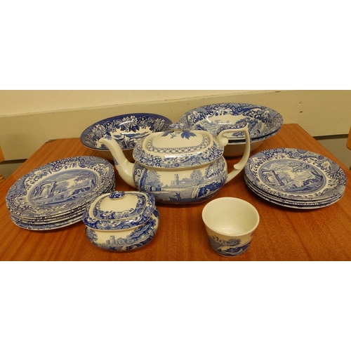 35 - 15 pieces of modern Spode blue & white Italian pattern ware - various marks and a Dickens blue & whi... 