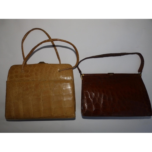 40 - A Fassbender brown crocodile  leather handbag, 9.75