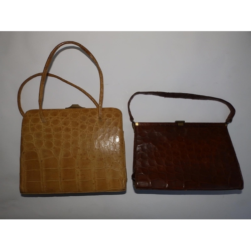 40 - A Fassbender brown crocodile  leather handbag, 9.75