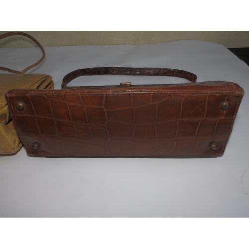 40 - A Fassbender brown crocodile  leather handbag, 9.75