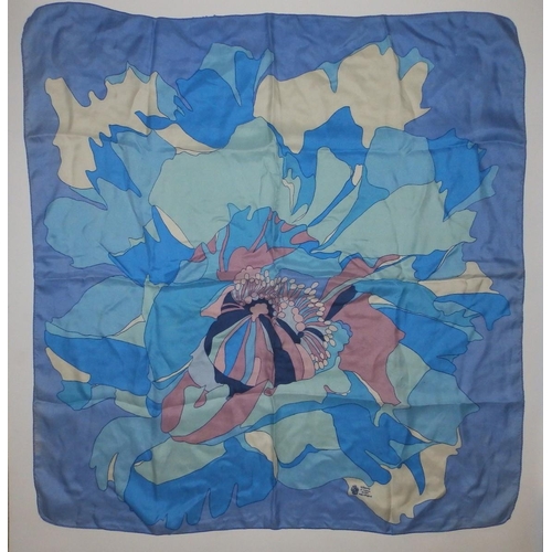 41 - A Liberty blue floral pattern silk headscarf, 26