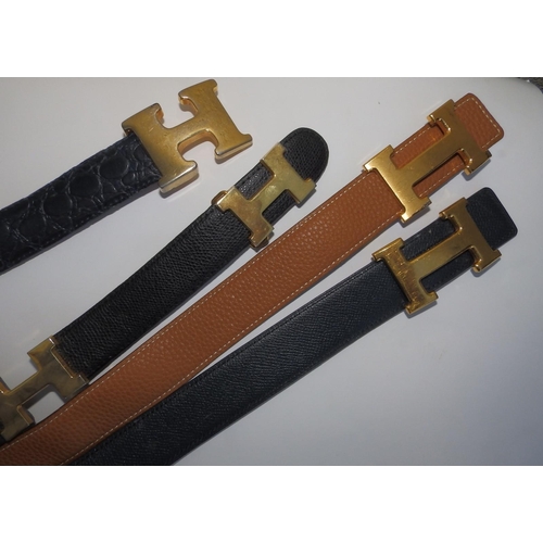 50 - Two Hermes leather belts, 33.5