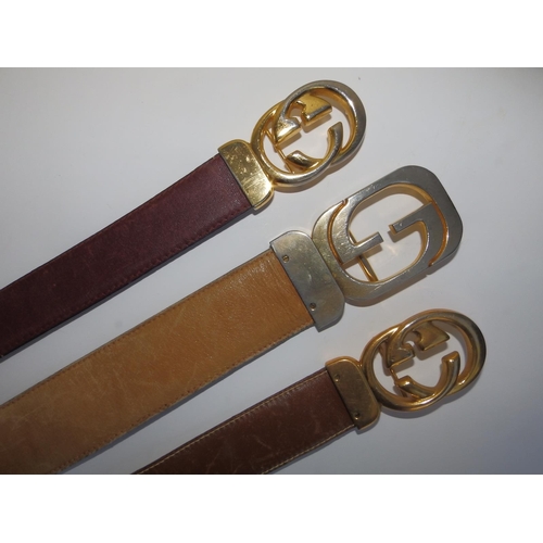 51 - Three Gucci leather belts - the longest 35