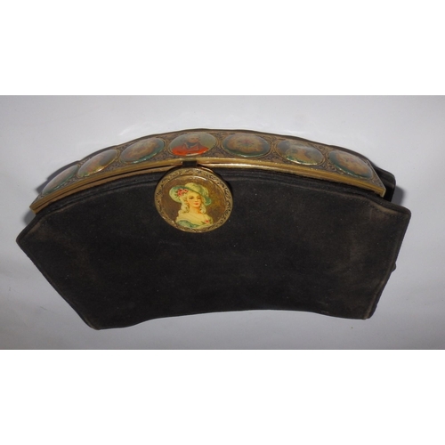 59 - An early 20thC Asprey black velvet clutch bag, 8