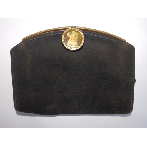 59 - An early 20thC Asprey black velvet clutch bag, 8