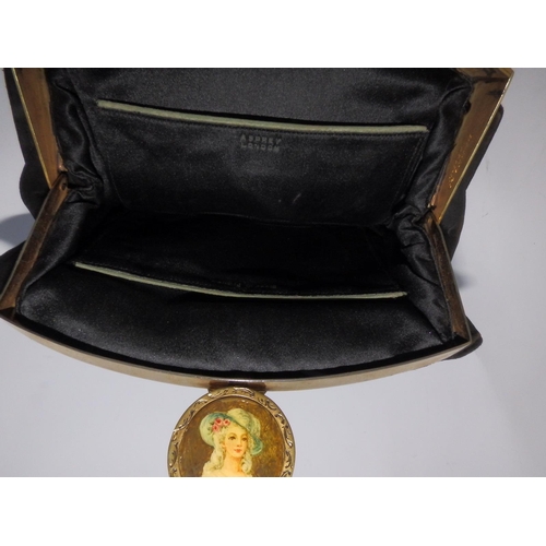 59 - An early 20thC Asprey black velvet clutch bag, 8