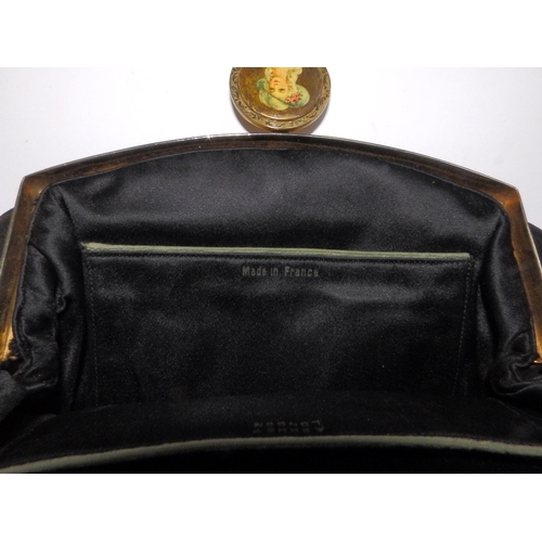 59 - An early 20thC Asprey black velvet clutch bag, 8