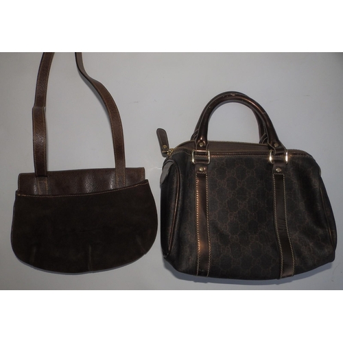 60 - A Gucci brown suede & leather handbag, 9